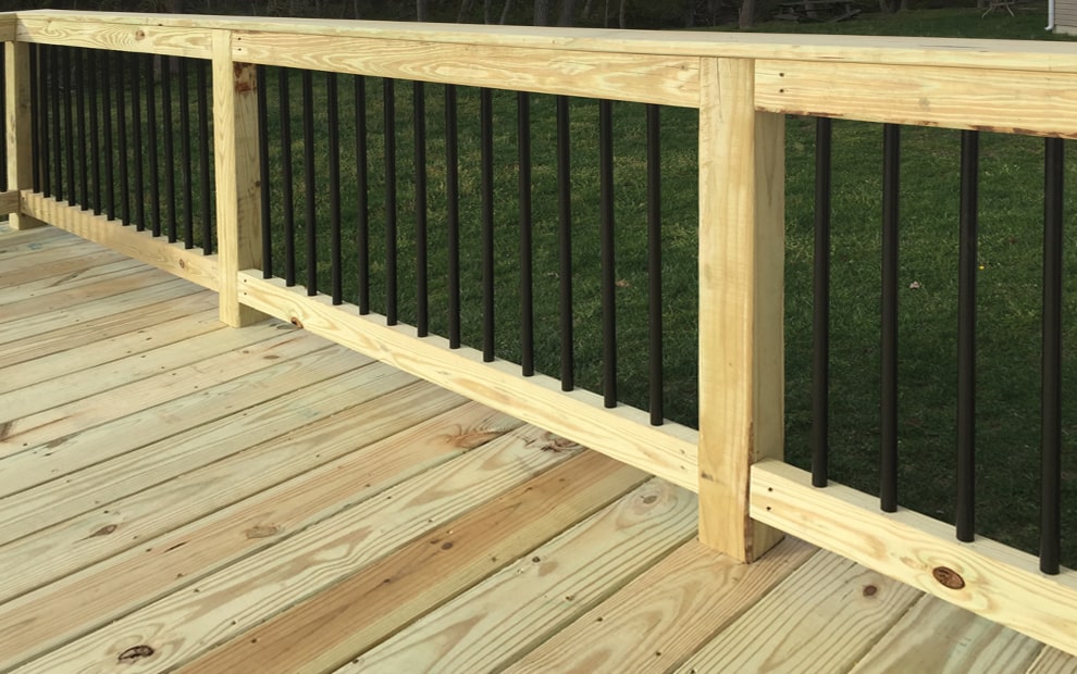 Pressure Treated wood deck and railing with aluminum balusters-min