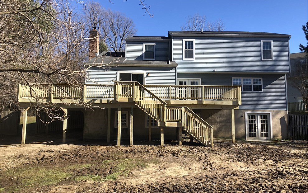 Wood Railing-Pressure-Treated-Wood-Deck-with-Wood-Railing-and-Standard-Balusters