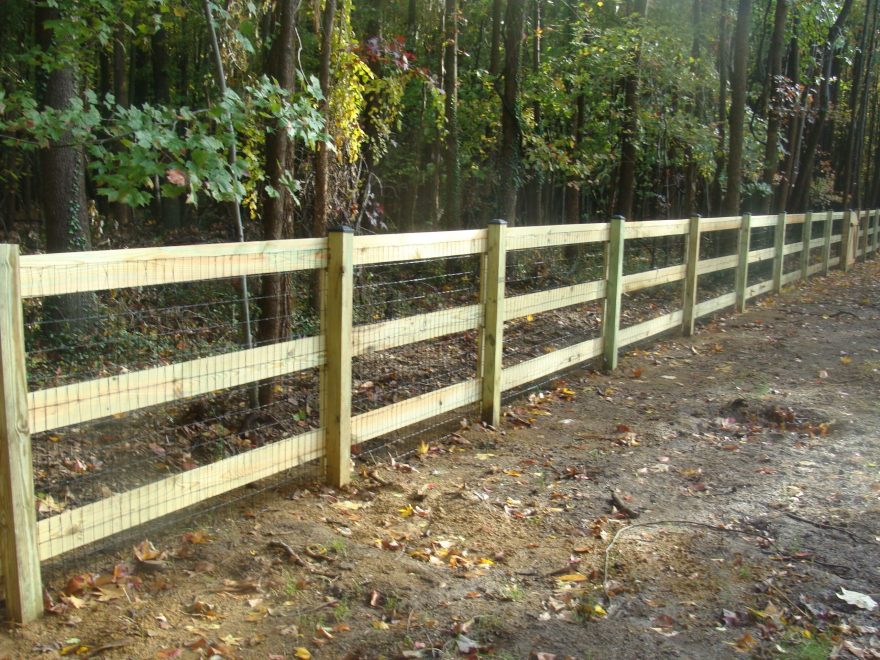 3 Rail Ranch Rail Fence with Mesh