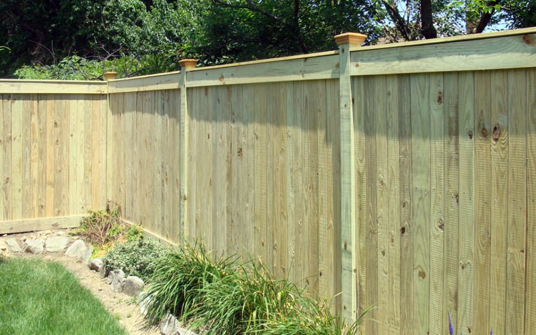 4-Privacy - Vertical Board Wood Privacy Fence withNew England Caps and Fascia Board top and bottom