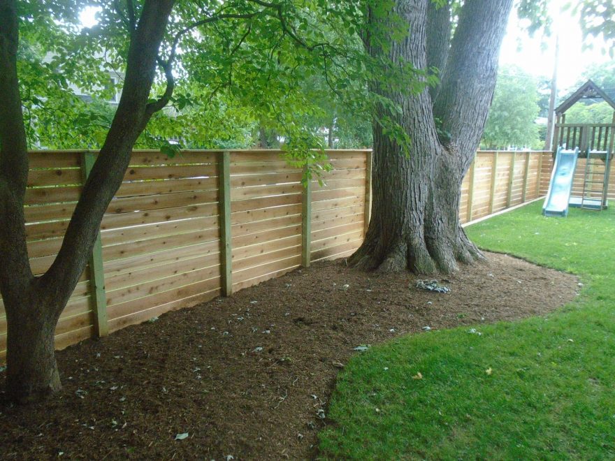 6 foot high Horizontal Cedar board fence