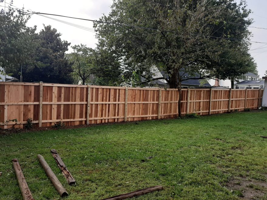 cedar vertical board fence - 20200918_101111